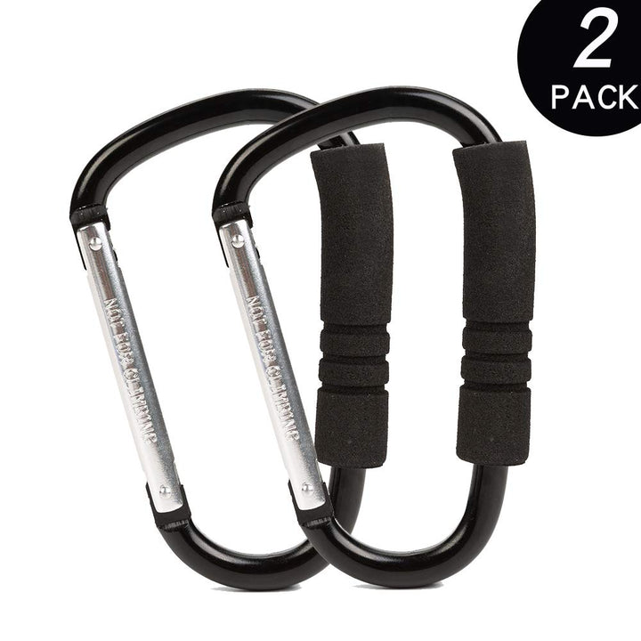 Funbliss Stroller Hooks by Baby,2 Pack Convenient Organizer Hook Bag Clips to Diaper Bags Clothing,Purses,Groceries,Great Hook Set for Mommy When Walking or Shopping(Black)