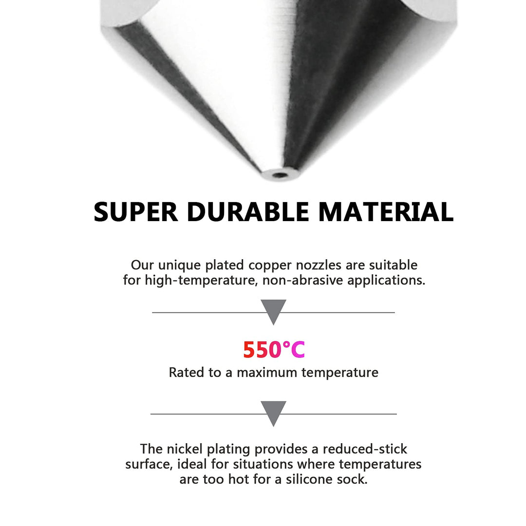 Haldis 3D MK8 Plated Copper Nozzle, 2 Pack 0.4mm Premium Wear Resistant Nozzles for Creality CR-10 Ender 3 pro Ender 5.