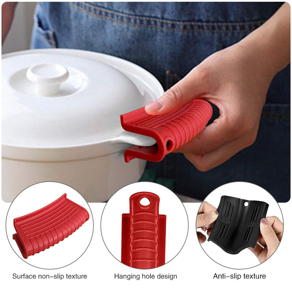 8 Pack Silicone Hot Handle Holder, Non-Slip Silicone Pot Holder Sleeve, Cast Iron Handle Covers, Assist Handle (8 Pack)