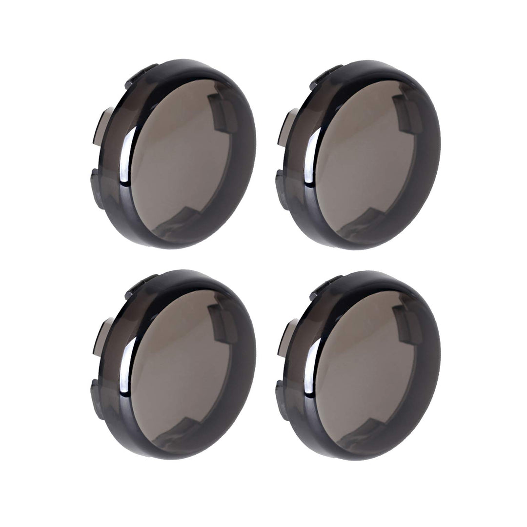 Smoke Bullet Turn Signal Light Lens Cover Compatible with Harley Sportster Street Glide Road King Softail, Qty 4
