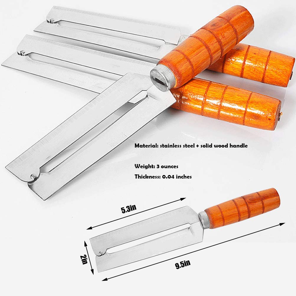 MAKEGELD Pineapple Peeling Knife Sugar Cane Peeler Knife Sugarcane Peeling Kinves Artifact Planing Knife -Stainless Steel-Natural Non-slip Wooden Handle