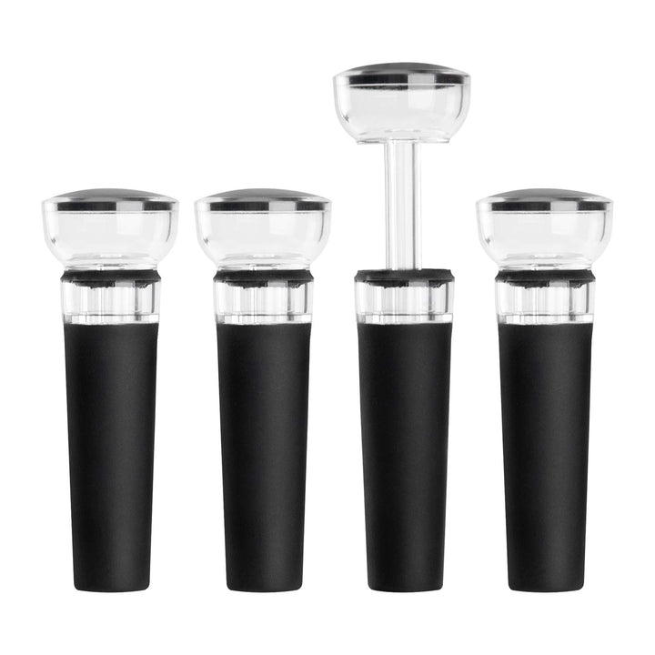 Set of 4 Wine Stoppers, Wine Bottle Stopper with Built-in Vacuum Wine Saver Pump Food-safe Silicone Caps, Keep Wine Fresh Up to a Week