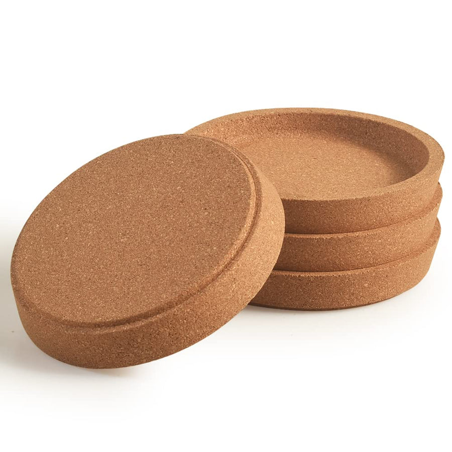 Cork Coasters, Etra Thick with Rising Rim Reusable Absorbent Cup Coaster, Stackable, Pack of 4