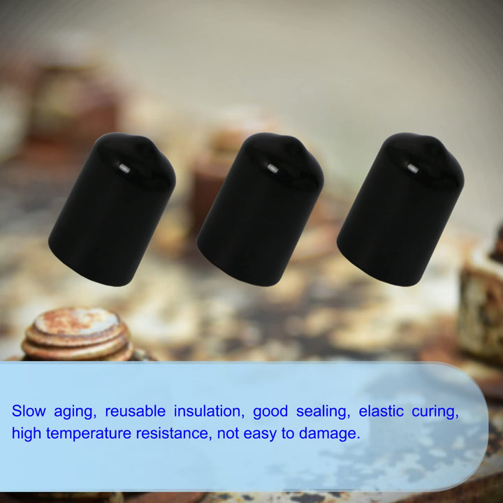 Bolt Caps Screw Thread Protectors Rubber Round End Cap Cover 0.83 Inch (21mm) PVC Flexible Tubing Pipe Protective Bolt Safety Cover | for Pipe Post Tubing Rod Cover 10 Pcs (Black)