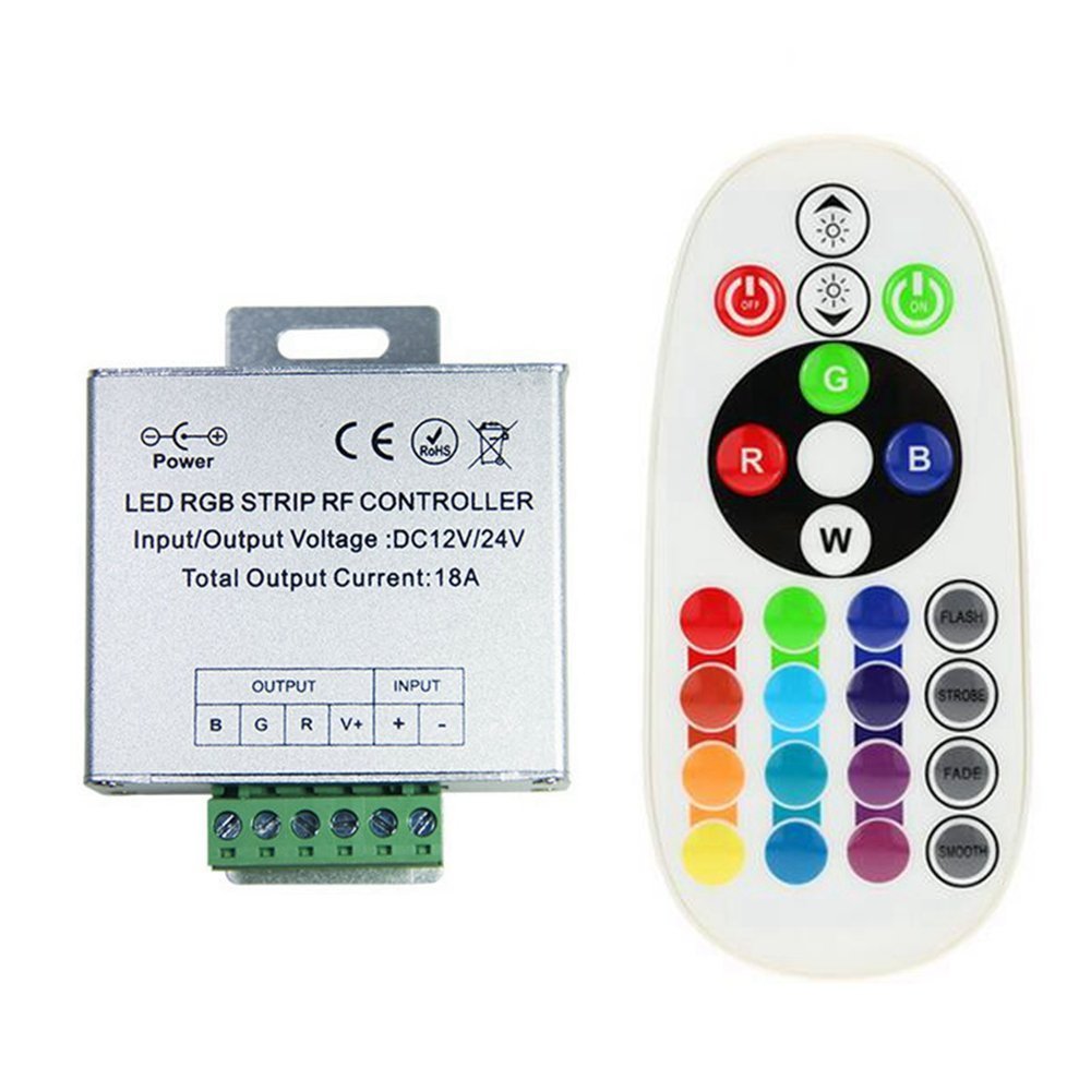 DC 12V-24V 18A LED Lights Controller 24Key RGB Remote Controller for 3528 5050 RGB LED Strip Lights, RGB Led Module Lights