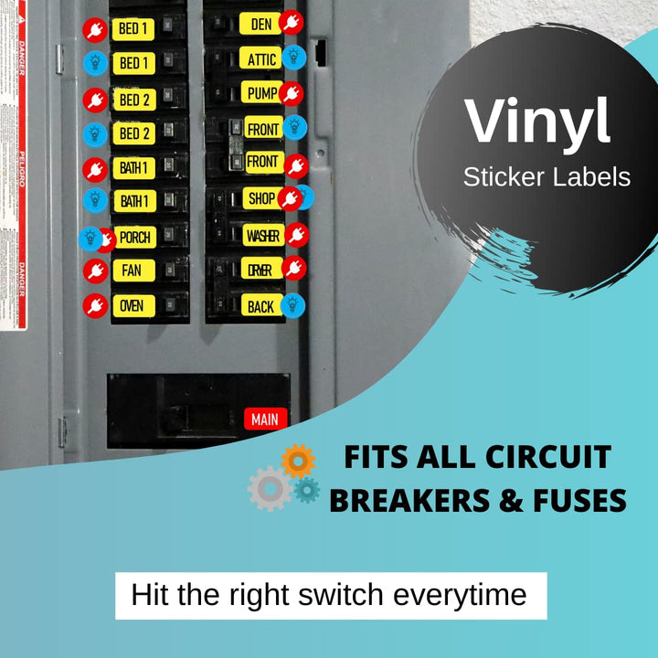 Circuit Beaker Box Sticker Labels- 3 Sheet Set Vinyl Decals for Fuse Box. Easy to Read Color Coded for Breaker Panel Boxes. Easy Identification. Weatherproof and Highly Adhesive. 129 Stickers.