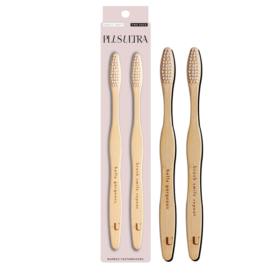 Plus Ultra 2-Pack Bamboo Toothbrush - BPA Free Soft Bri