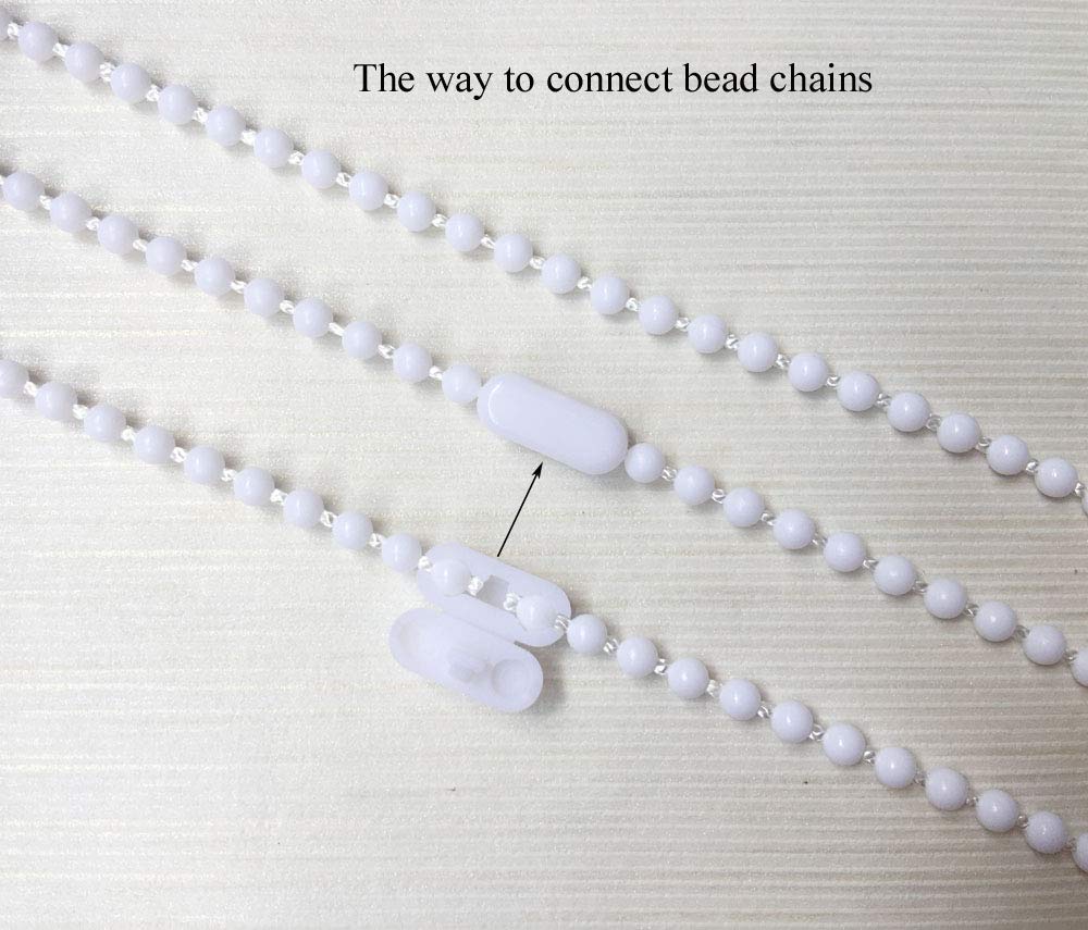 10 Meters (10.94 Yards) with 10 PCS of Connectors for Roller Blind Bead Chain Cord Venetian Honeycomb Vertical Shade Blind Cord for Roller Blind Replacement Parts Repair Fittings (White)