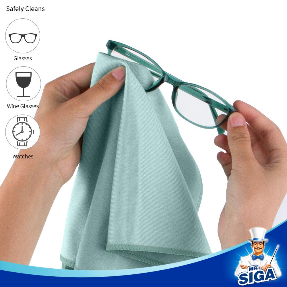 MR.SIGA Ultra Fine Microfiber Cloths for Glass, Pack of