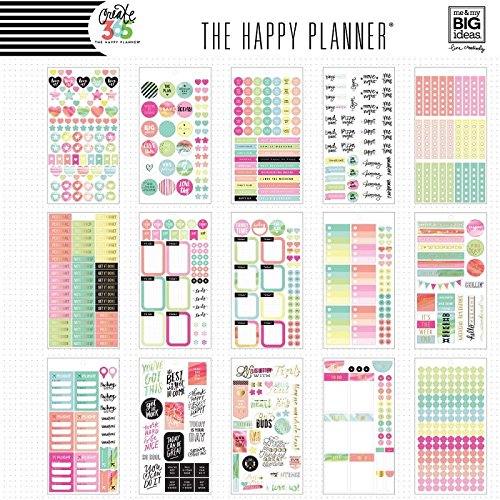me &amp; my BIG ideas Sticker Value Pack - The Happy Planner Scrapbooking Supplies - Watercolor Theme - Multi-Color &amp; Gold Foil - Great for Projects, Scrapbooks &amp; Albums - 30 Sheets, 1078 Stickers Total