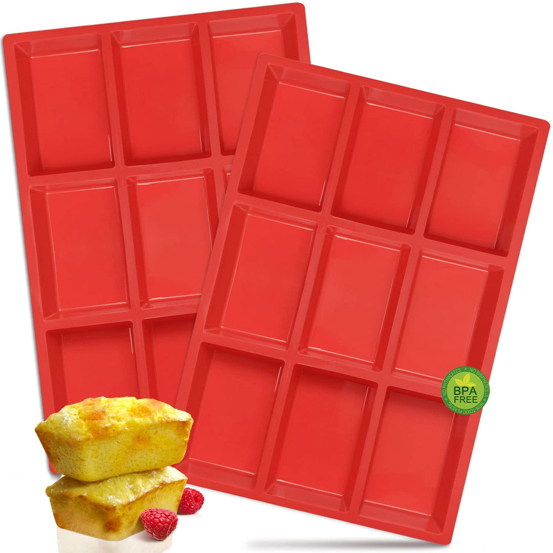 Silicone Mini Loaf Pans, Non-Stick Mini Bread Pans, 9 Cavities Silicone Bread Baking Mold, Perfect for Mini Loaf, Cake, Bread and Meatloaf, Food Grade &amp; BPA Free, Set of 2