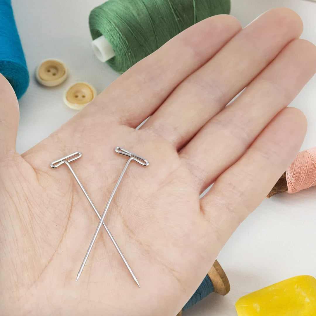 Teekia 100 Pieces Stainless Steel Wig T-Pins, 53mm/2 in