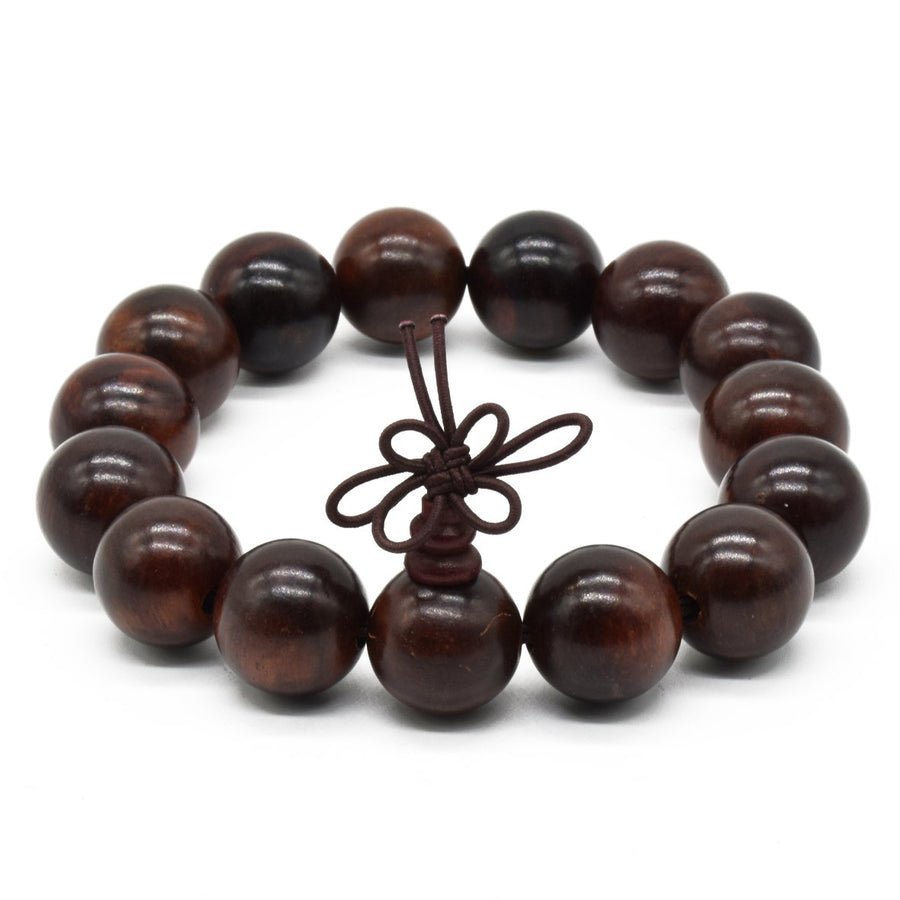 Birsppy Unisex Natural Rosewood Prayer Wooden Beads Fashion Necklace Bracelet Mala Hand on (15mm*15)