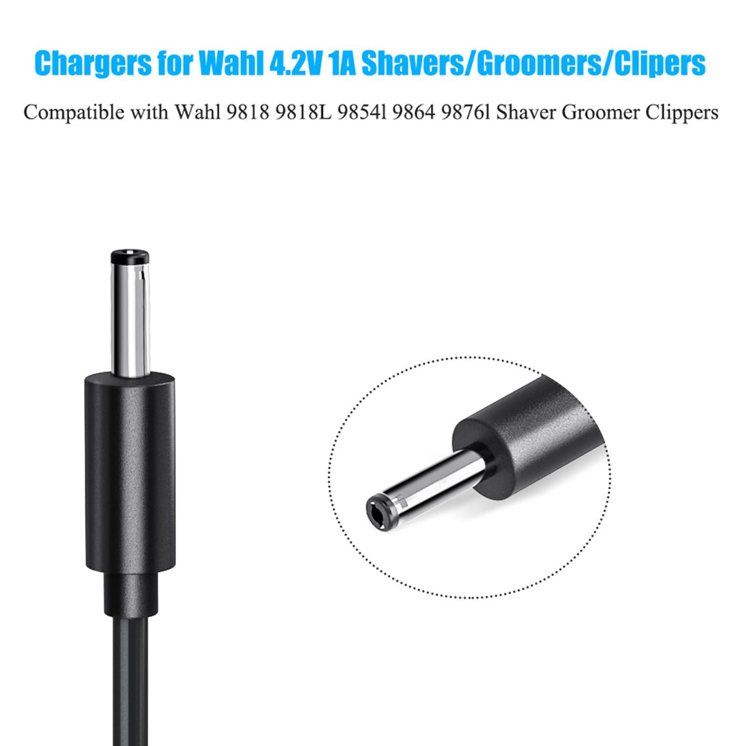4.2V Charger Cord for Wahl Trimmer Clipper 9818 9818L 9854L WNT-8 WNT-9 9864 9876L 9880L 9888L Lithium Ion Beard Shaver Groomer S003HU0420060 S004mu0400090 Class 2 Power Supply Replacement