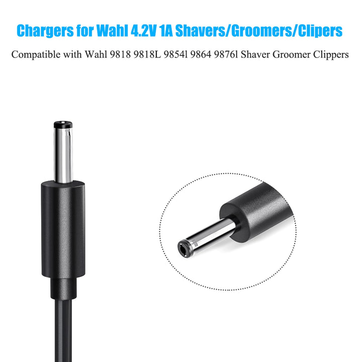 4.2V Charger Cord for Wahl Trimmer Clipper 9818 9818L 9854L WNT-8 WNT-9 9864 9876L 9880L 9888L Lithium Ion Beard Shaver Groomer S003HU0420060 S004mu0400090 Class 2 Power Supply Replacement