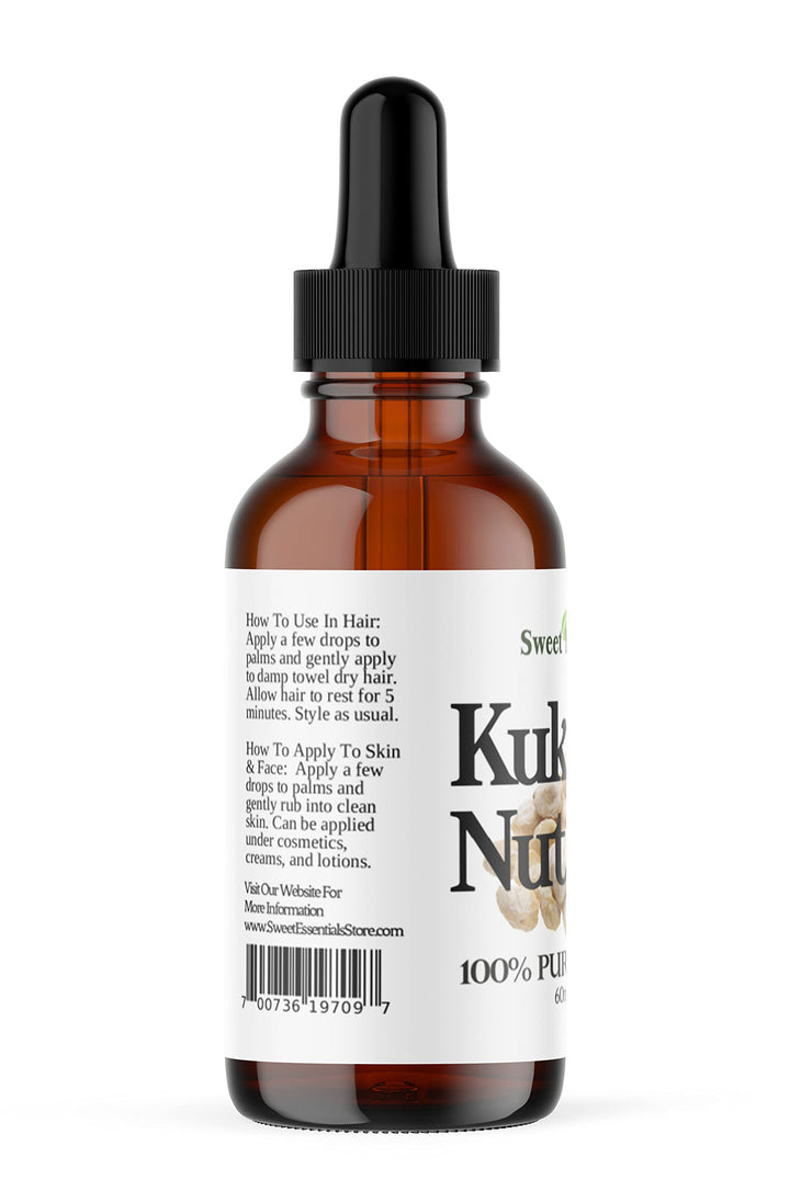 100% Organic Kukui Nut Oil | Imported From Hawaii | 2oz Glass Bottle | Glass Dropper | Natural Moisturizer for Skin, Hair and Face | By