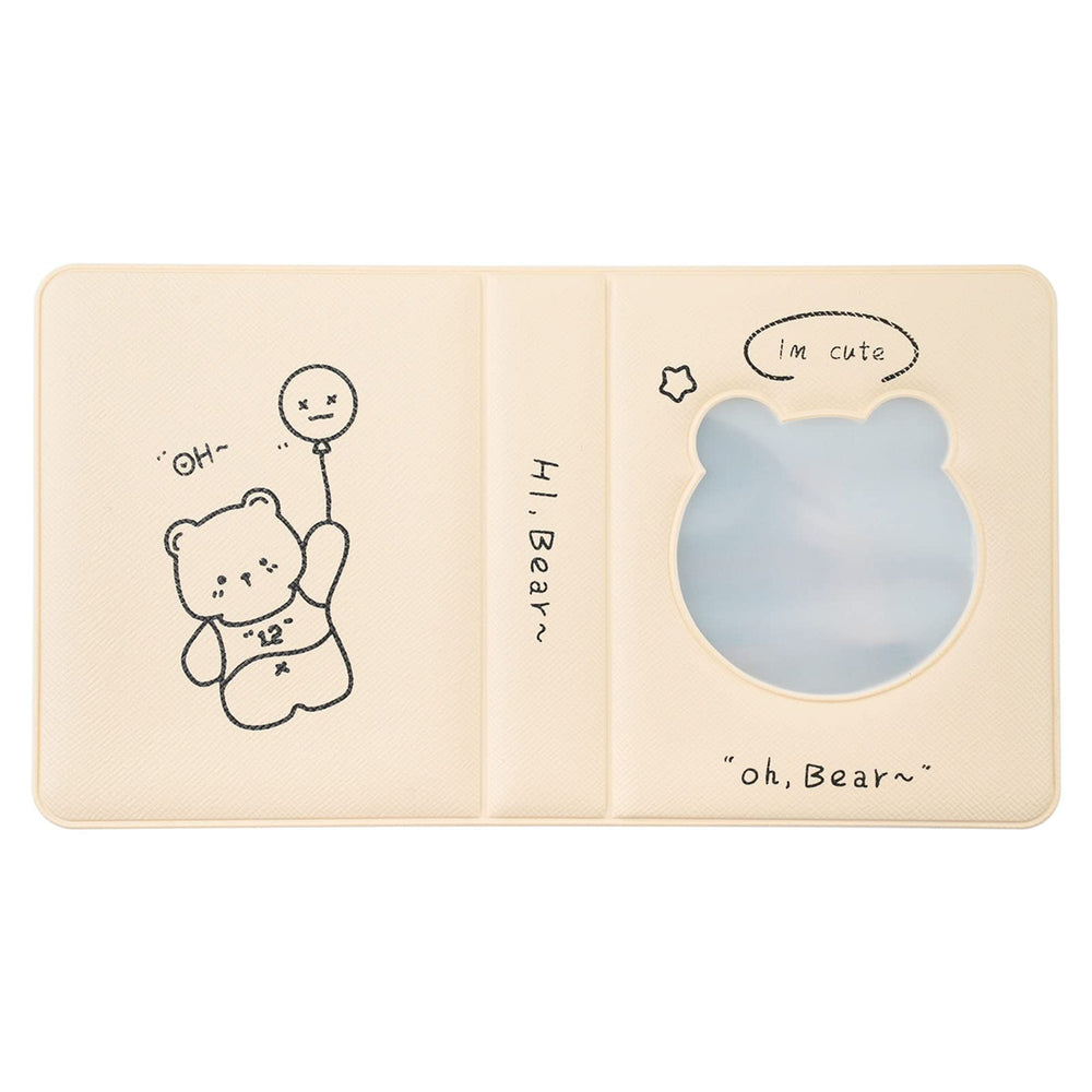 3 Inch Photocard Binder Kpop Album Kpop Photocard Holder Book Hollow Mini Photo Album with 36 Pockets (Purple Bear)