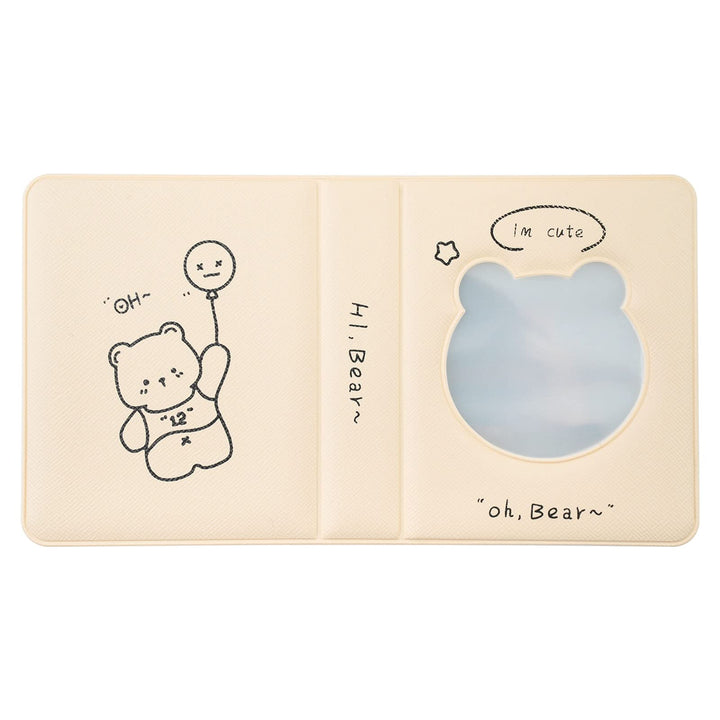 3 Inch Photocard Binder Kpop Album Kpop Photocard Holder Book Hollow Mini Photo Album with 36 Pockets (Purple Bear)