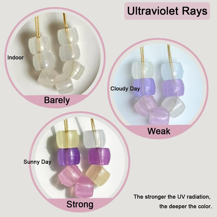 700pcs UV Pony Beads Luminous Beads Changing UV Reactive Plastic Beads Glow in The Dark Fun for Jewerly Bracelets Making 8x6mm