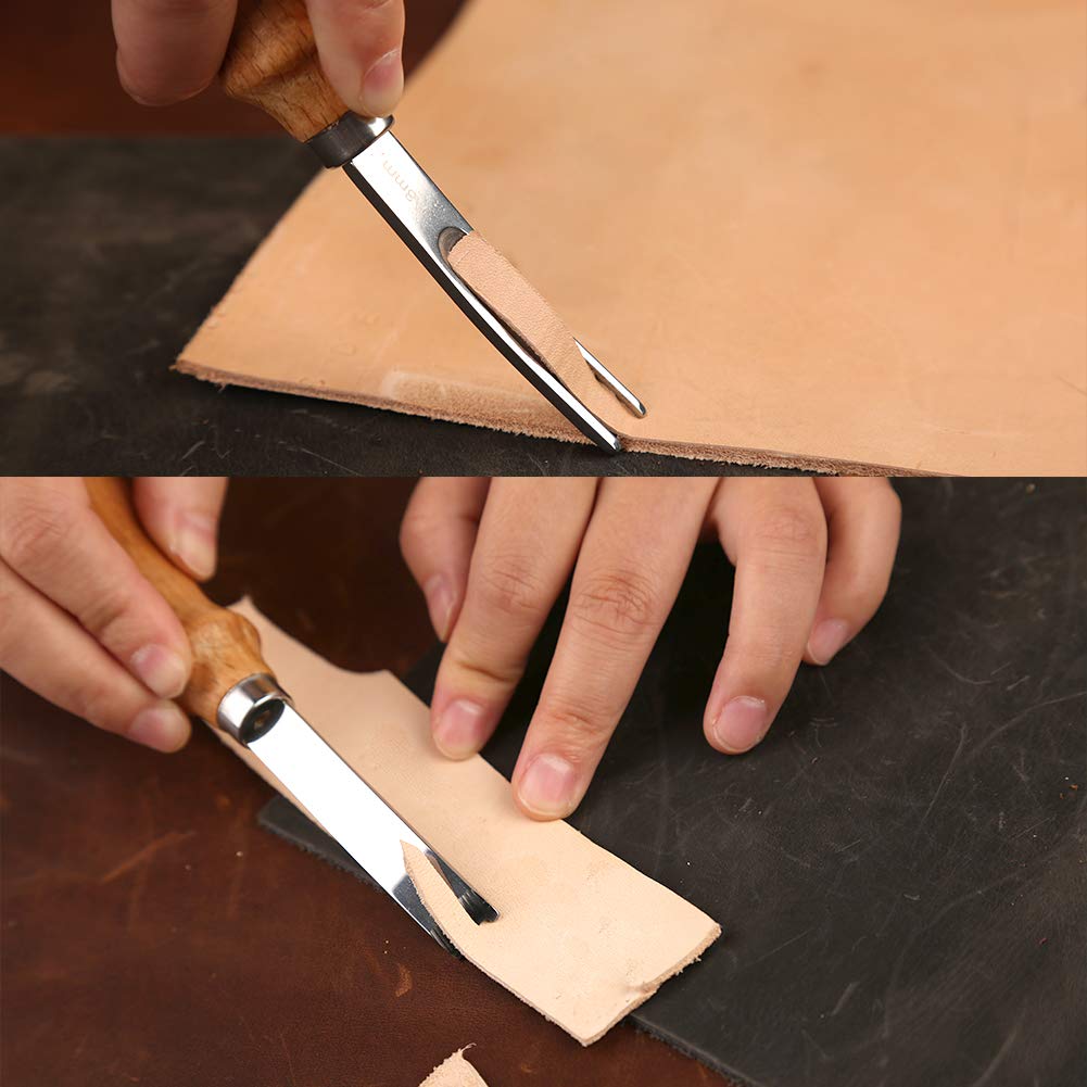 3 Size Leather Edge Beveler Tool 0.7cm, 1cm, 1.2cm, Wide Mouth Leathercraft Edge Skiving Beveler, DIY Beveler Shallow Skiving Trimming Leather Edge Press