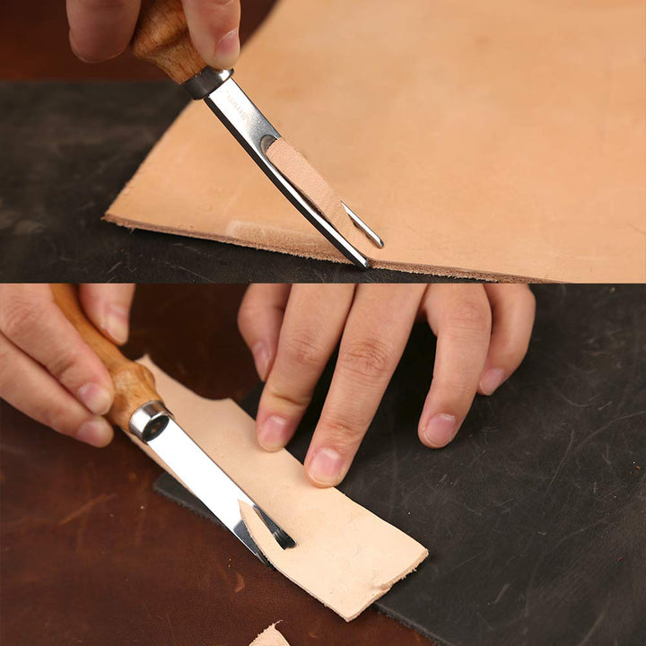 3 Size Leather Edge Beveler Tool 0.7cm, 1cm, 1.2cm, Wide Mouth Leathercraft Edge Skiving Beveler, DIY Beveler Shallow Skiving Trimming Leather Edge Press