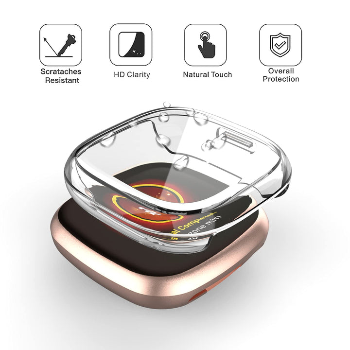 8 Pack Case Compatible with Fitbit Versa 3 / Sense Screen Protector, GHIJKL Ultra Slim TPU Plated Cover Anti-Scratch All Around Bumper Shell Accessories for Fitbit Sense/Versa 3 Smartwatch, Women Men