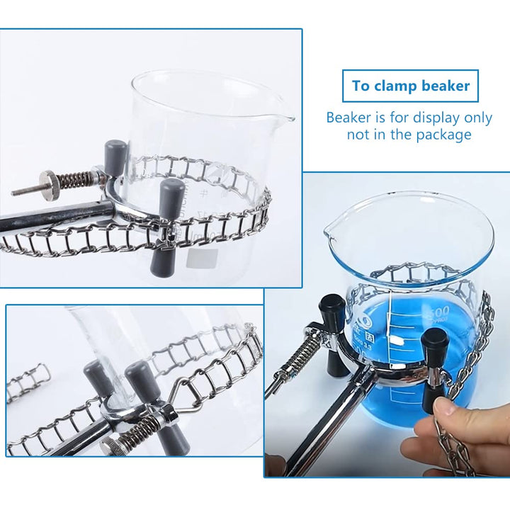 Lab Chain Clamp Holding 40-180mm (1.6-7) with Stand Clamp Holder Bosshead for Fixing Beaker, Securing Cylindrical Glassware