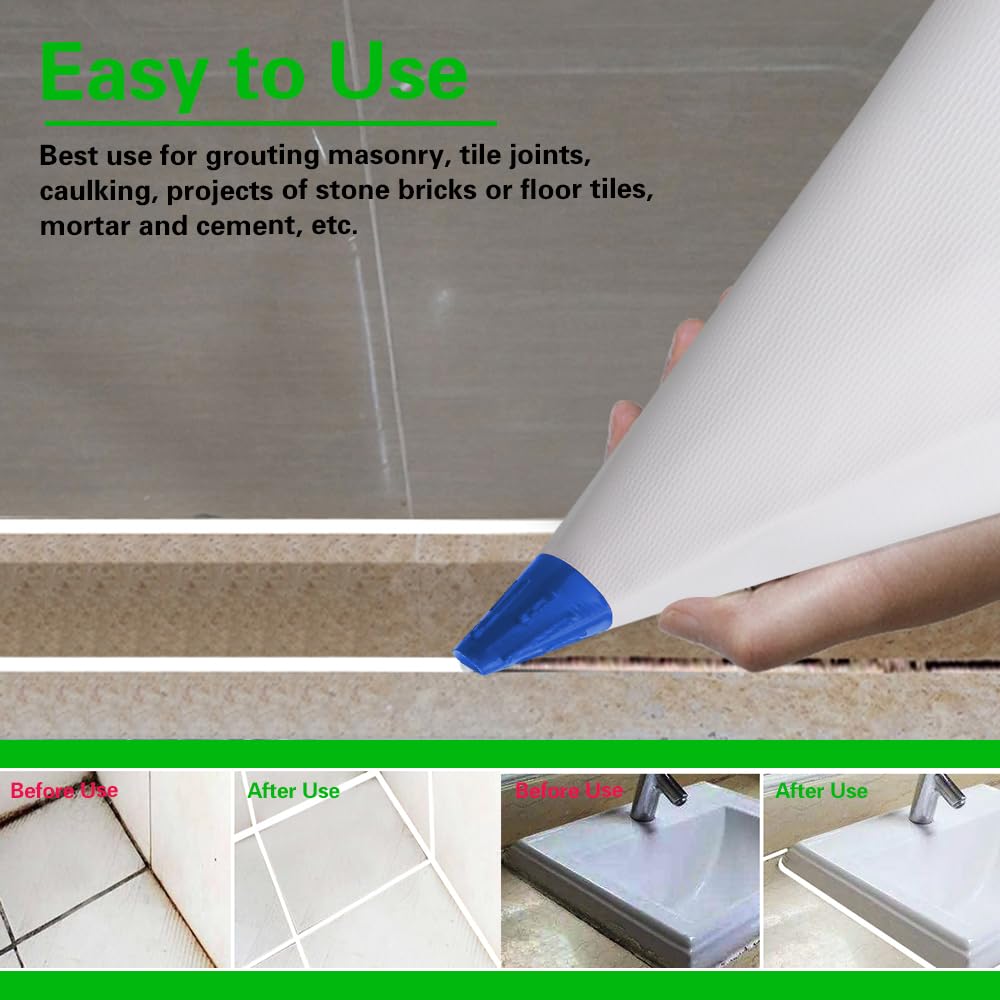 3 Pack Tile Grout Masonry Mortar Bag, 12 by 24 Heavy Duty Tear Resistant Puncture Tip Cement Sealer Bag, Mortar Bag Masonry, Grout Bag for Tile Installation, Grouting Bag (12x24 inch, Blue)