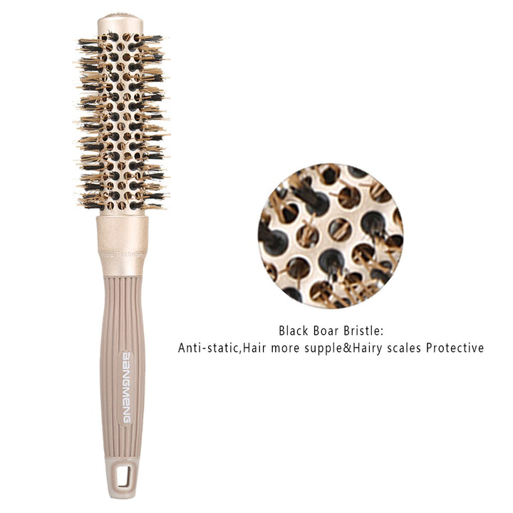 Round Barrel Anti-Static Hair Brush with Boar Bristles, Nano Thermal Ceramic Ionic Tech | For Extra Shine | Protect Hair, Enhance Texture, For Curling, Styling &amp; Drying (1 inch)