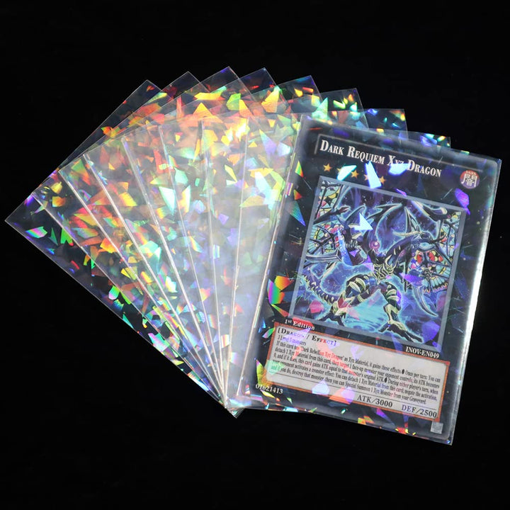 100pcs Broken Glass Gemstone Laser Flashing Card Film Holographic Idol Photo Sleeves Ultra Super Protector (61x88mm)