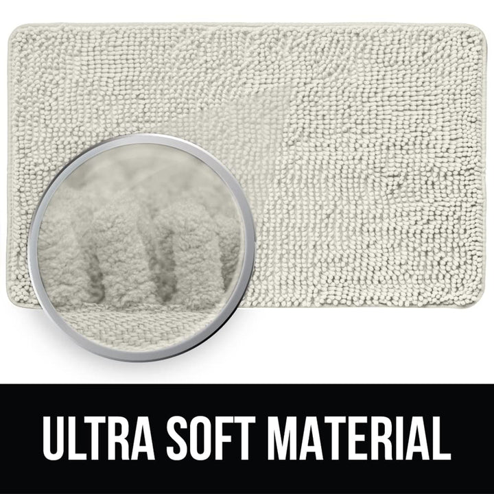 Bathroom Rugs, Chenille Soft Absorbent Bath Rug, Shaggy Shower Mat, Quick Dry Machine Wash Bathmat, Plush Carpet Mats for Tub, Bathtub and Bath Room Home Decor Accessories, 24x17, Cream
