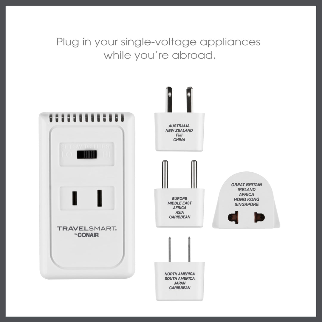 Travel Smart Converter and Worldwide Adapter Set; US Europe UK Italy Spain China