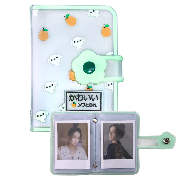 Kpop Photocard Holder Book Jelly Glue Mini Photo Album Kpop Photocard Binder Portable Photo Card Sleeves 20 Pockets (Green)