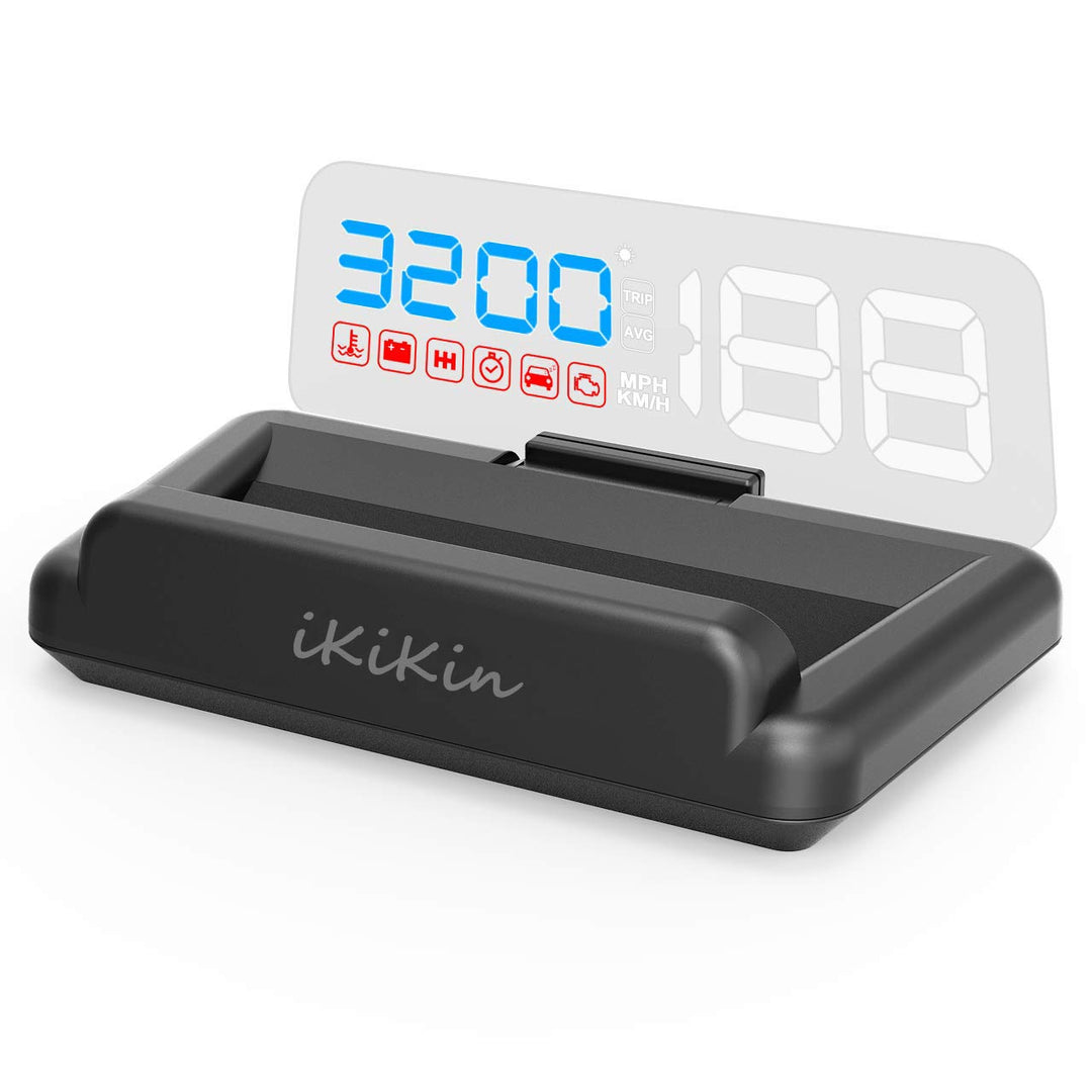 Car HUD Display, Head Up Display OBD2 HUD with Reflection Board Stereo Projecting Display Speed RPM Voltage Car Digital Speedometer C500