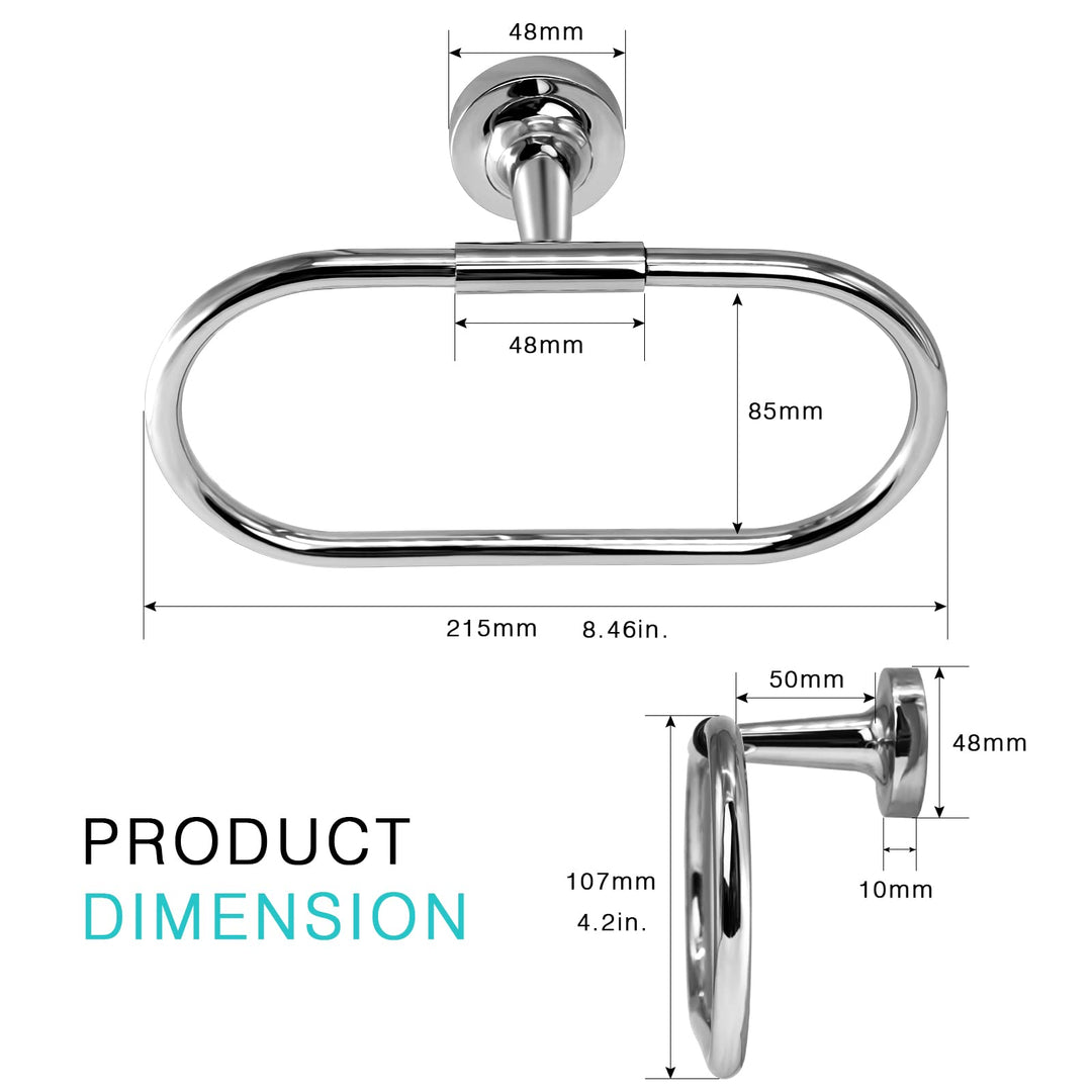 Oval Towel Ring Bath Wall Mount Hand Towel Holder Hanger Rack Chrome Bathroom Accessories