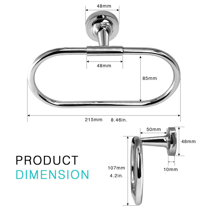Oval Towel Ring Bath Wall Mount Hand Towel Holder Hanger Rack Chrome Bathroom Accessories