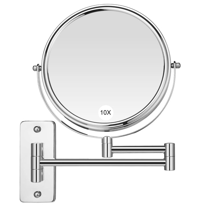Magnifying Mirror,Makeup Mirror Wall Mounted,8 Inch Magnifying Makeup Mirror,1X/10X Magnifying Mirror Wall Mounted,360 Rotation Vanity Mirror,Chrome Finish