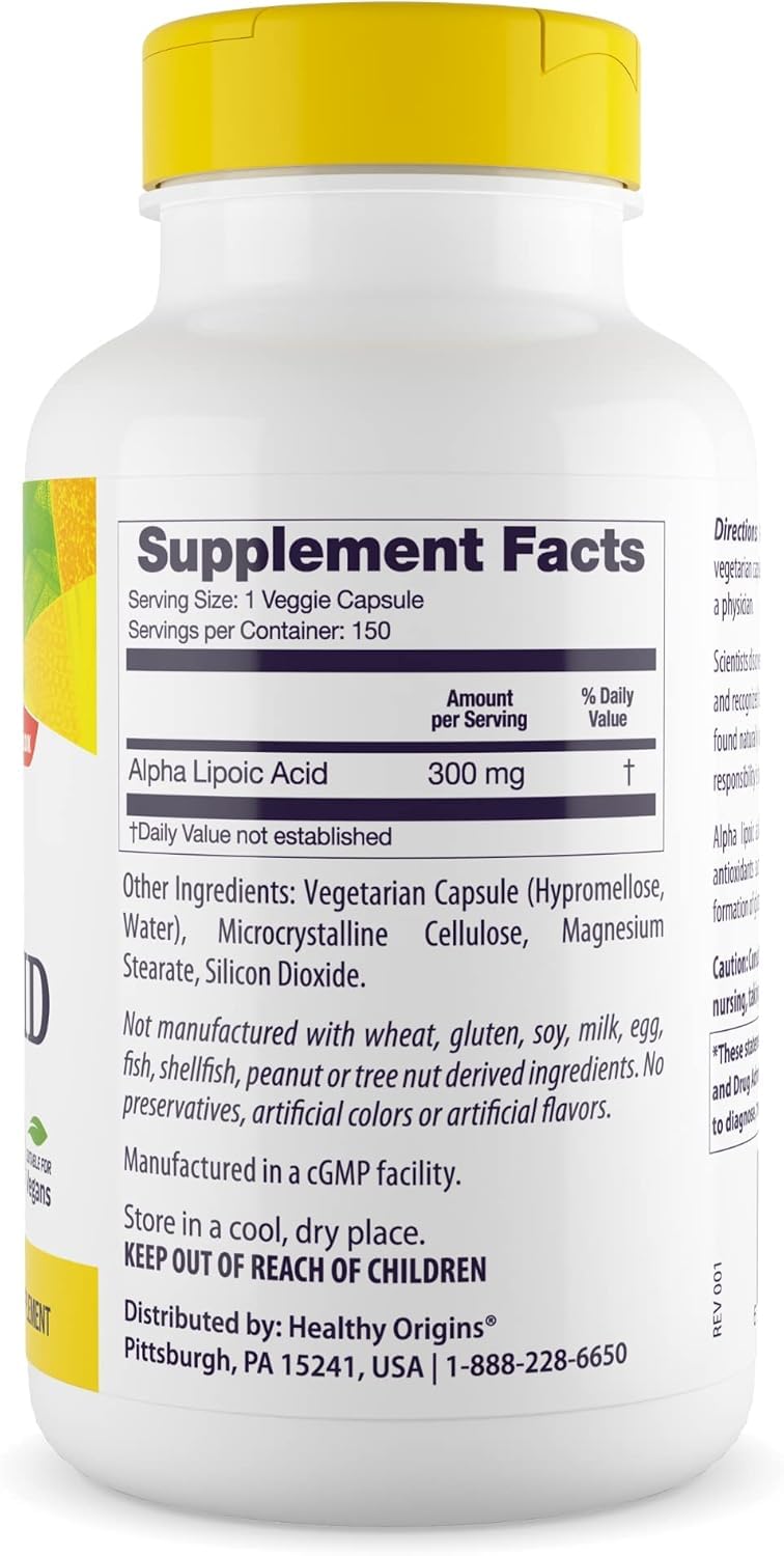 Alpha Lipoic Acid, 300 mg - Alpha Lipoic Acid Supplement - Antioxidant Support - Gluten-Free Supplement - 150 Veggie Capsules