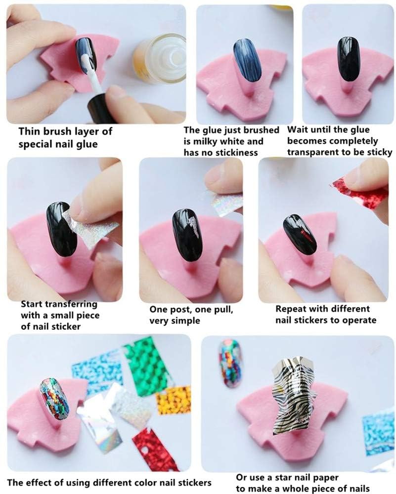 ®Starry Sky Stars Nail Art Stickers Tips Wraps Foil Transfer Adhesive Glitters Acrylic DIY Decoration (24PCS 24 Colors)(4cm*100cm)