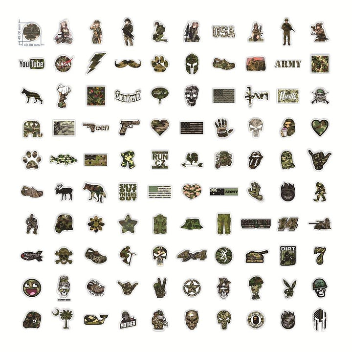 100 PCS Camouflage Stickers,Army Stickers,Cool Trendy Aesthetic Military Stickers,Vinyl Waterproof CSGO Stickers for Laptop,Water Bottles,Luggage,Computer,Cellphone,Skateboard,Guitar,Flag
