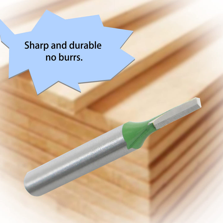 Router Bit 3mm Cutting Dia 6mm Shank Dia Single Flute Straight Bit Carbide for Woodworking Milling Cutter Tool, Green, Silver, 4Pcs