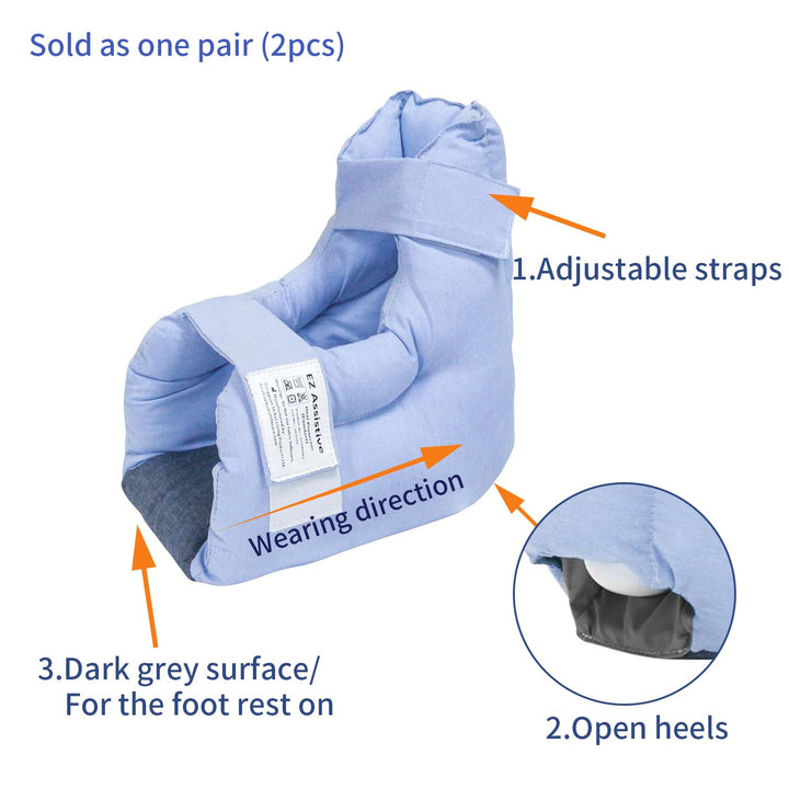 EZ Assistive 2pcs Heel Protector Cushion Foot Pillow Remove Pressure and Bedsores, Heel Protectors for Pressure Sores for Heal Protection