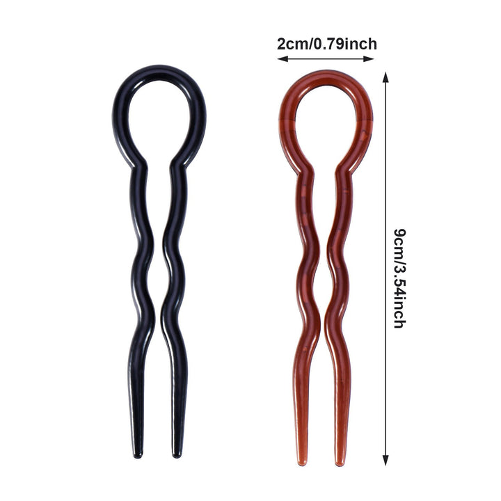 36 Pieces Plastic U Shaped Hair Pins Hair Style Grip Pins Fast Spiral Hair Braid Twist Styling Clips for Girls and Women(Black and Brown)