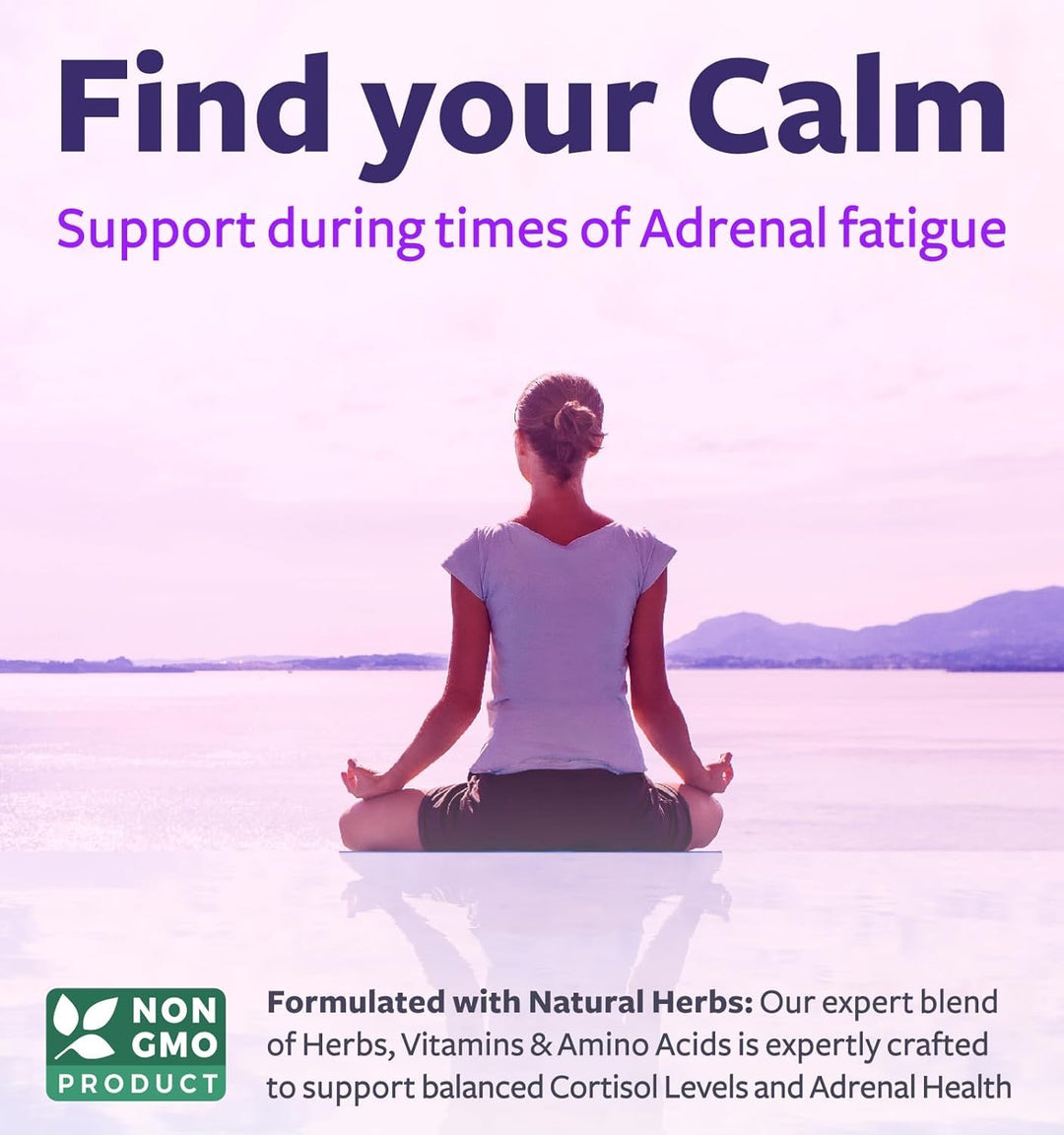 Adrenal System Support &amp; Cortisol Manager (2 Month Supply) Powerful Ashwagandha &amp; L-Tyrosine Fatigue Supplement - Maintain Balanced Cortisol Levels, Health, &amp; Stress Relief - Non-GMO - 60 Capsules