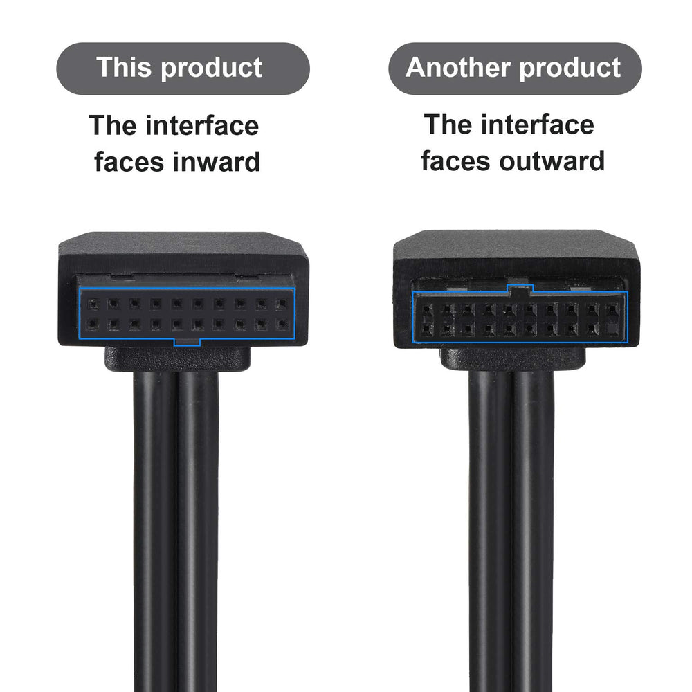 SATA USB Extension Cable USB 3.0 Motherboard Front 19 Pin Male to Female Extension Cable High Speed Connector (The Interface Faces Inward)