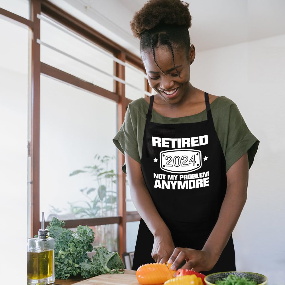 2022 Retirement Gift Apron for Men and Women, Funny Retired 2022 Not My Problem Any More - Cooking Apron Gift, Happy Retirement Gifts for Chef, Husband, Wife, Dad, Mom, Friends