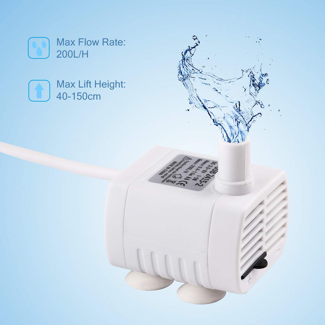 Driew 3W DC 3.5-8V USB Water Pump with Power Cord, Solar Mini Submersible,Brushless,Waterproof (USB Water Pump White)