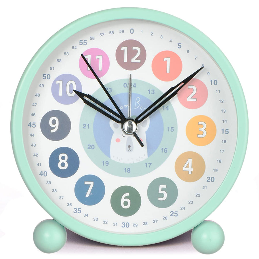 Kids Alarm Clock for Boys,Small Bedside Alarm Clocks for Bedroom,Cute Learning Time Alarm Clocks Battery Powered