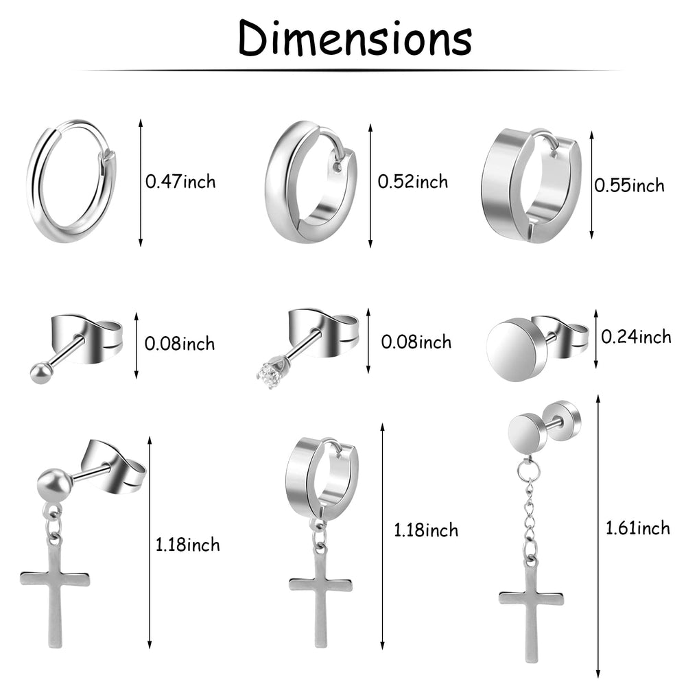 ONESING 30 Pcs Earrings for Men Black Stud Earrings Men