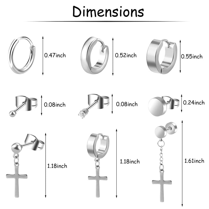 ONESING 30 Pcs Earrings for Men Black Stud Earrings Men